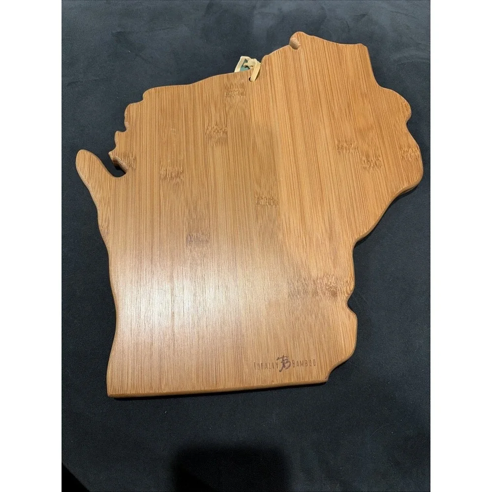 Bamboo Cutting Board Laser Cut State Of Wisconsin Totally Bamboo NEW